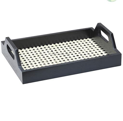 Serving tray made of rattan and wood from Vietnam